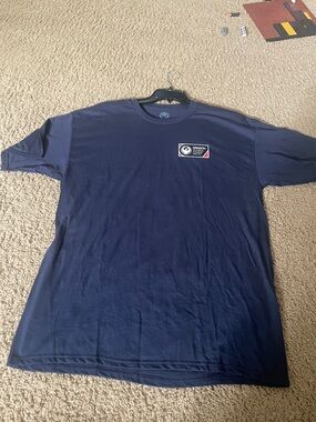 Marc Joseph Navy Short-Sleeve Crewneck Tee with Chest Logo Patch